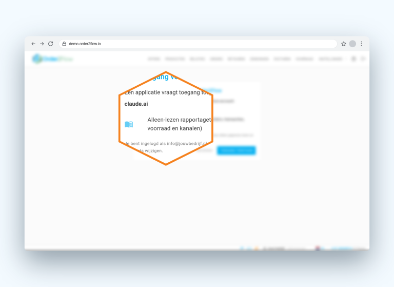 Order2Flow MCP-server: toestemmingsscherm voor alleen-lezen toegang